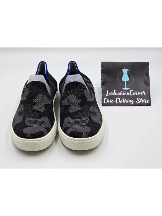 Rothy's Women's The Original Black & Gray Camo Fabric Slip On Sneakers Sz 6 2227 - Picture 10 of 16